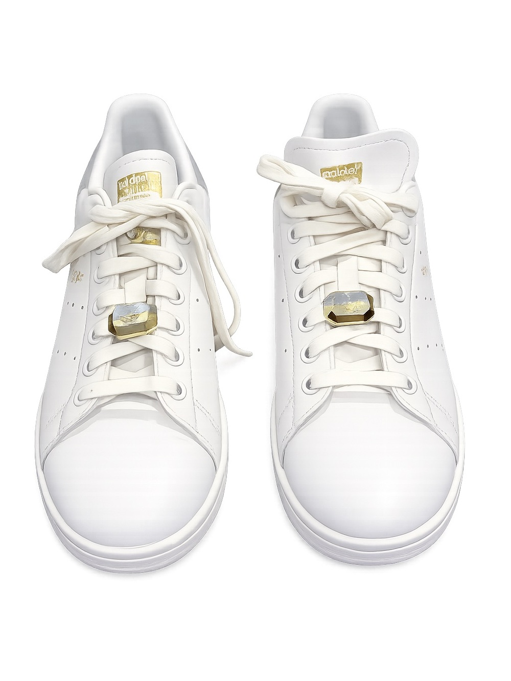 Adidas Stan Smith White Gold Lace Jewel Sneakers Women’s 8.5 EUC